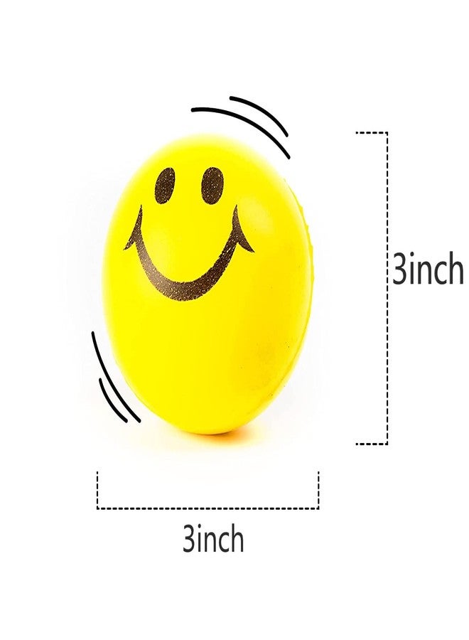 Aqbah Stress Reliever Squeeze Ball for Kids & Adults Smiley Face Yellow Color Pack of 3 - Image 2